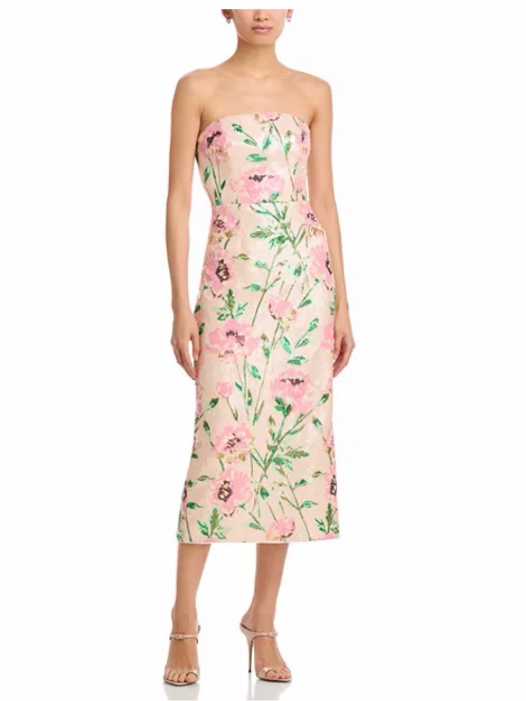 Milly Kait Floral Sequin Midi Dress